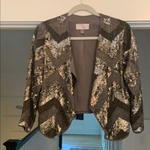 Gray sequin and beaded Olivia Palermo jacket